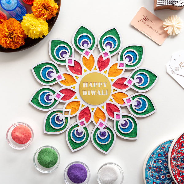 Personalized Medium Rangoli Mat - Regal Bloom - COD Not Applicable