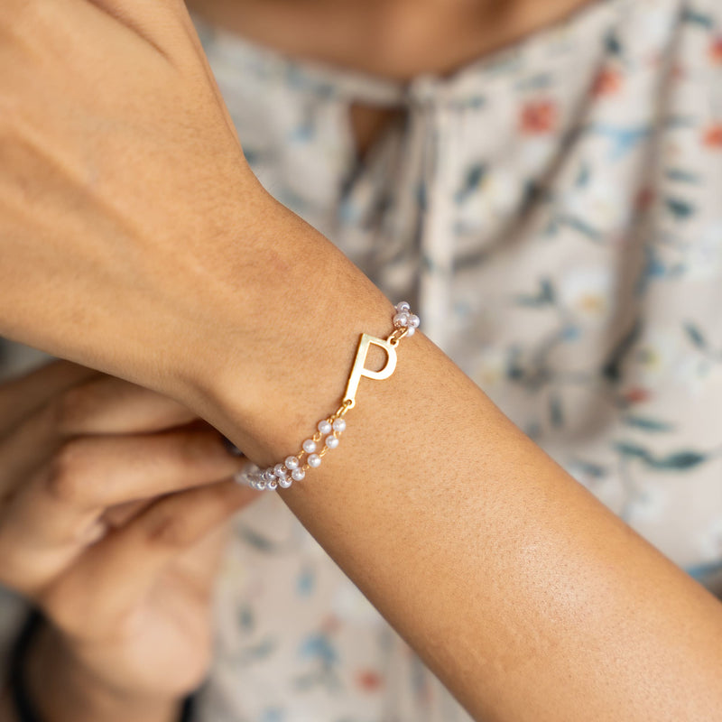 Personalized Pearl Bracelet - Initial - COD Not Applicable