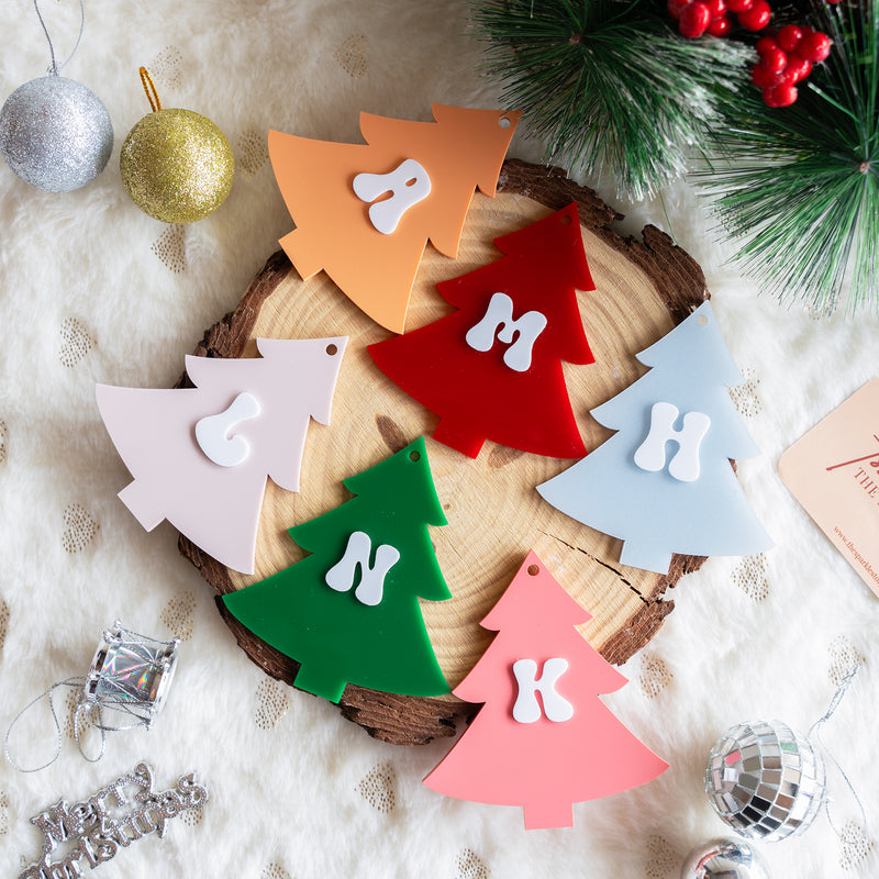 Personalized Ornament - Christmas Tree With Initial - Single - COD Not Applicable