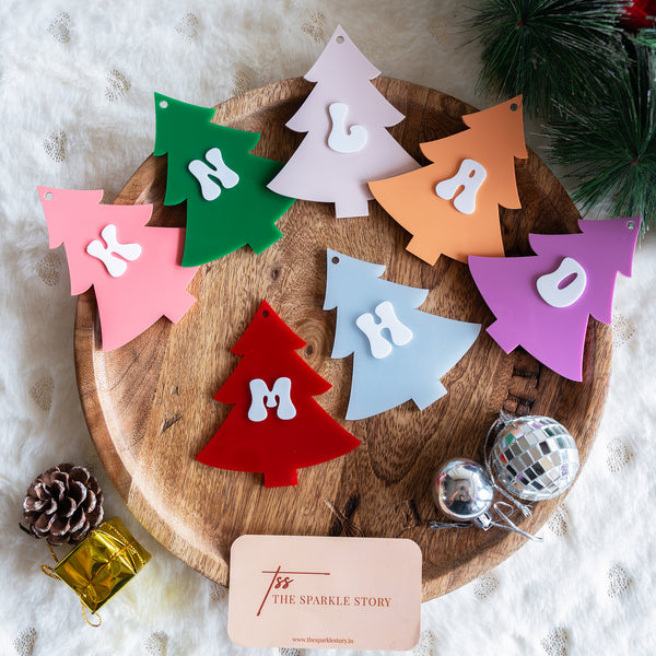 Personalized Ornament - Christmas Tree With Initial - Single - COD Not Applicable