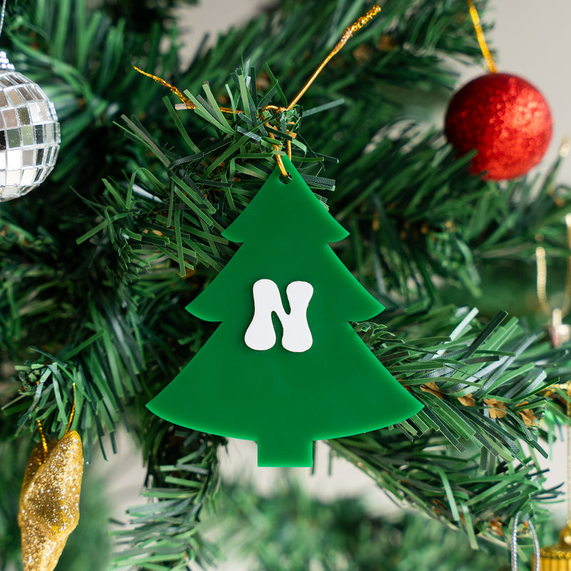 Personalized Ornament - Christmas Tree With Initial - Single - COD Not Applicable