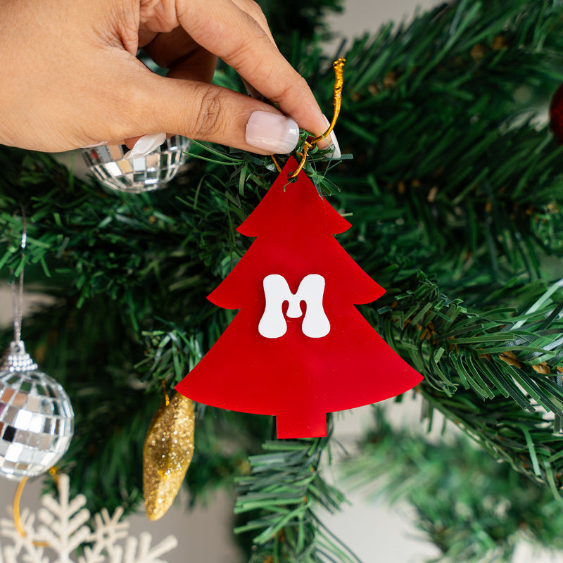 Personalized Ornament - Christmas Tree With Initial - Single - COD Not Applicable