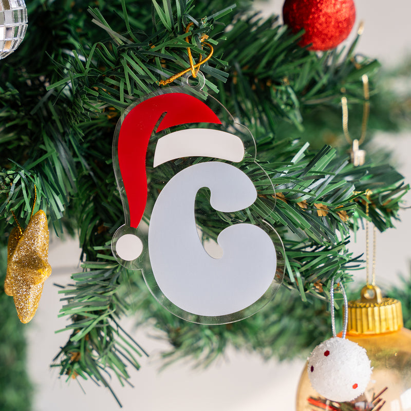 Personalized Ornament - Santa Hat - Initial - Single - COD Not Applicable