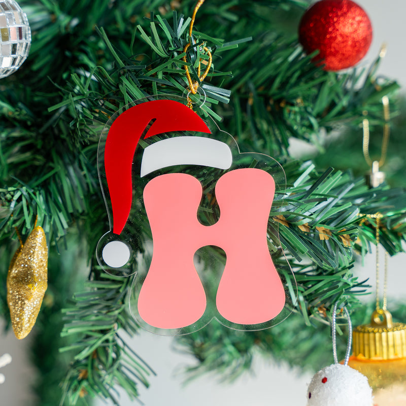 Personalized Ornament - Santa Hat - Initial - Single - COD Not Applicable