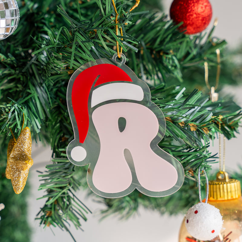 Personalized Ornament - Santa Hat - Initial - Single - COD Not Applicable