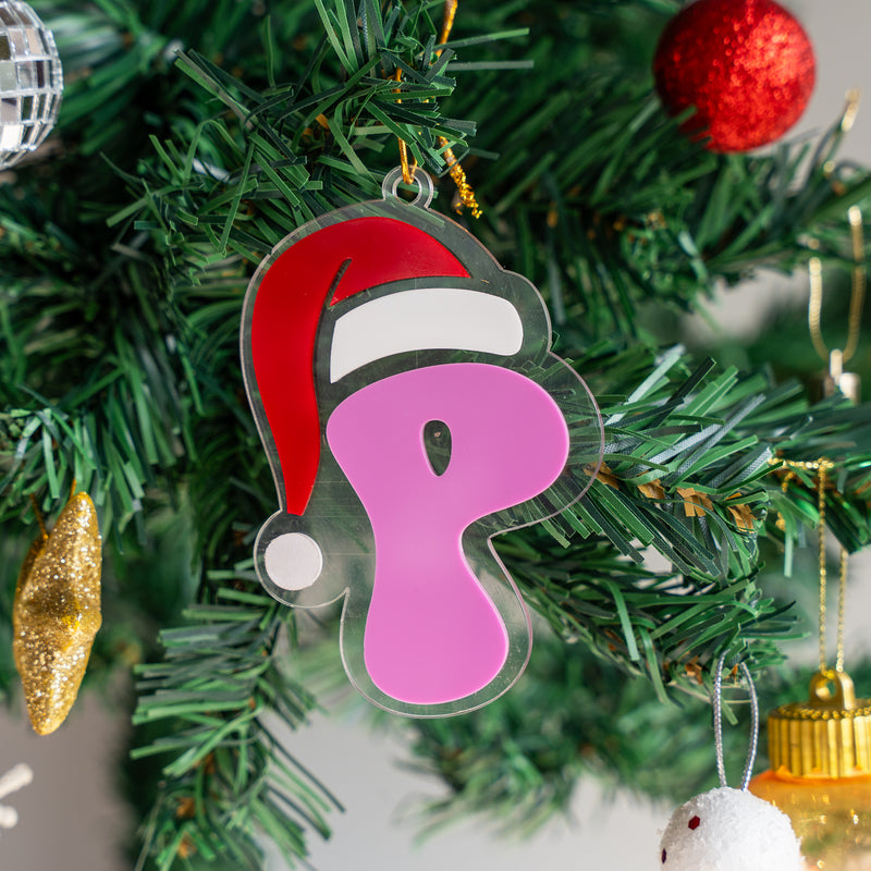 Personalized Ornament - Santa Hat - Initial - Single - COD Not Applicable