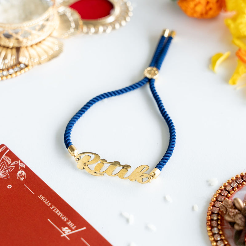 Personalized Twisted Cord - Metallic Name Cut Rakhi - COD Not Applicable