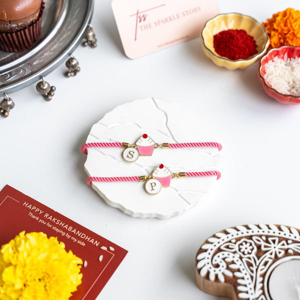 Personalized Cupcake Rakhi with Initial - COD Not Applicable