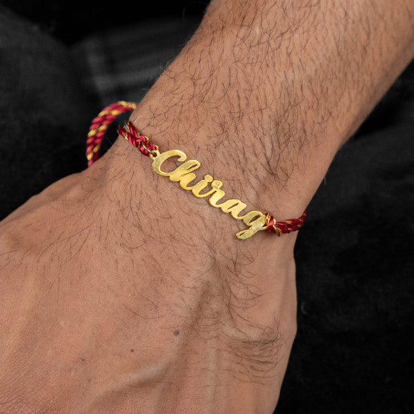 Personalized Name Cut Rakhi - Metal - Gold - COD Not Applicable