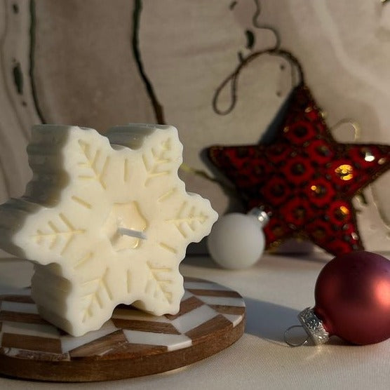 Scented Soy Wax Candle - Snowflake - Single - White