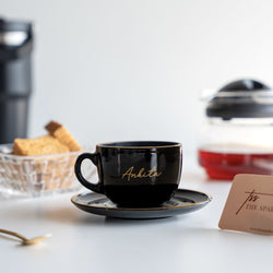 Personalized Mini Black Ceramic Mug with Saucer - COD Not Applicable