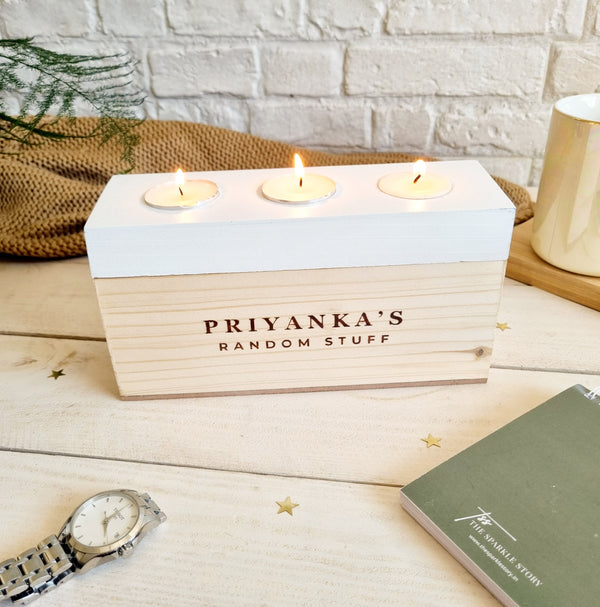 Personalized Storage Box With Tea Light Holder - Random Stuff - COD Not Applicable