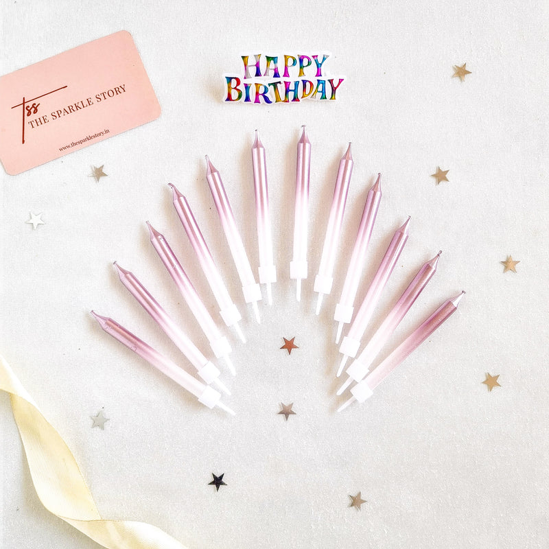 Dual Tone Metallic Candle With Happy Birthday Topper