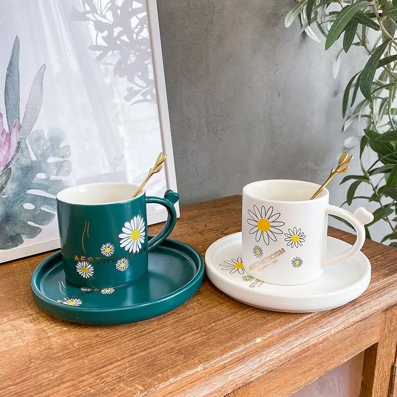 Daisy Mug & Saucer Set With Spoon