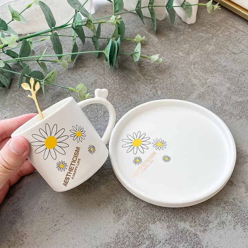Daisy Mug & Saucer Set With Spoon