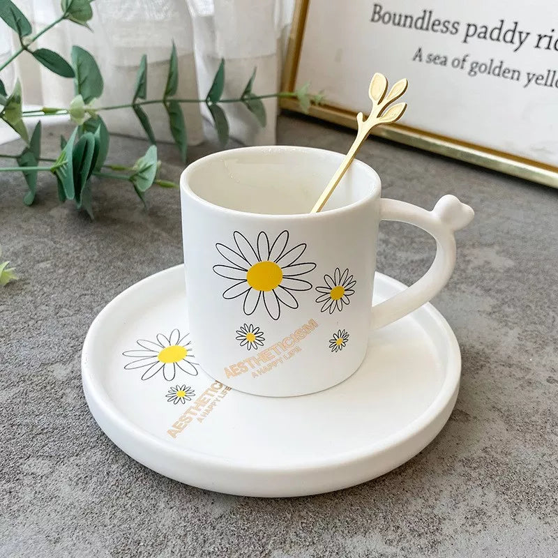 Daisy Mug & Saucer Set With Spoon