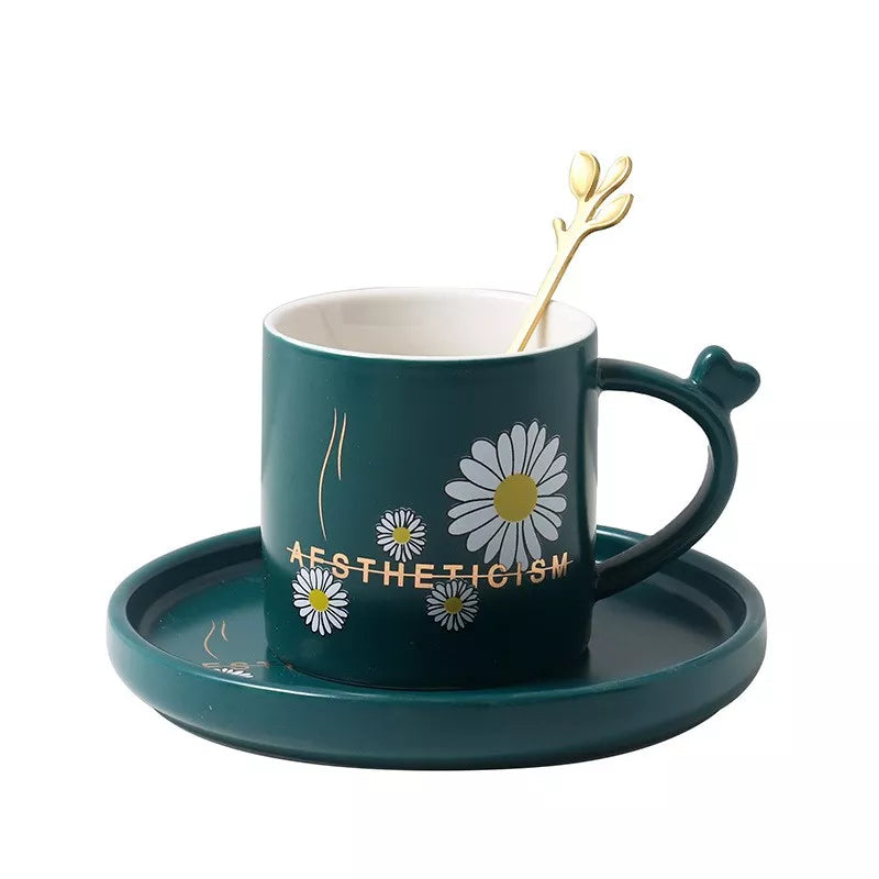 Daisy Mug & Saucer Set With Spoon