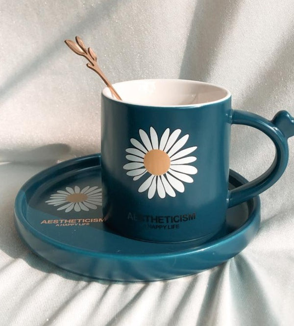 Daisy Mug & Saucer Set With Spoon