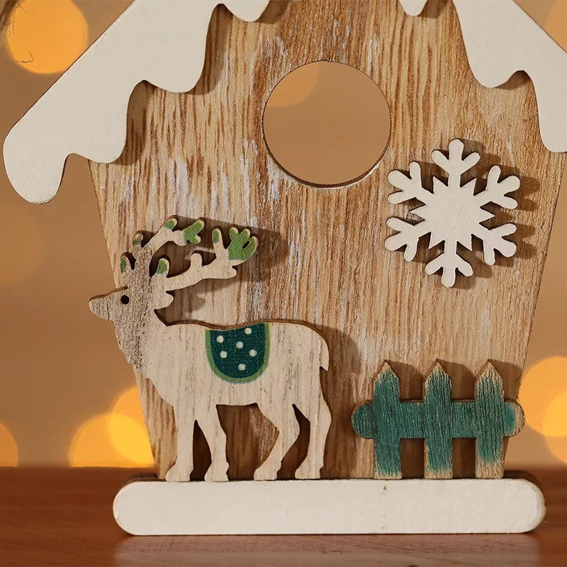 Christmas Wooden Snow Hanging Bauble - Reindeer