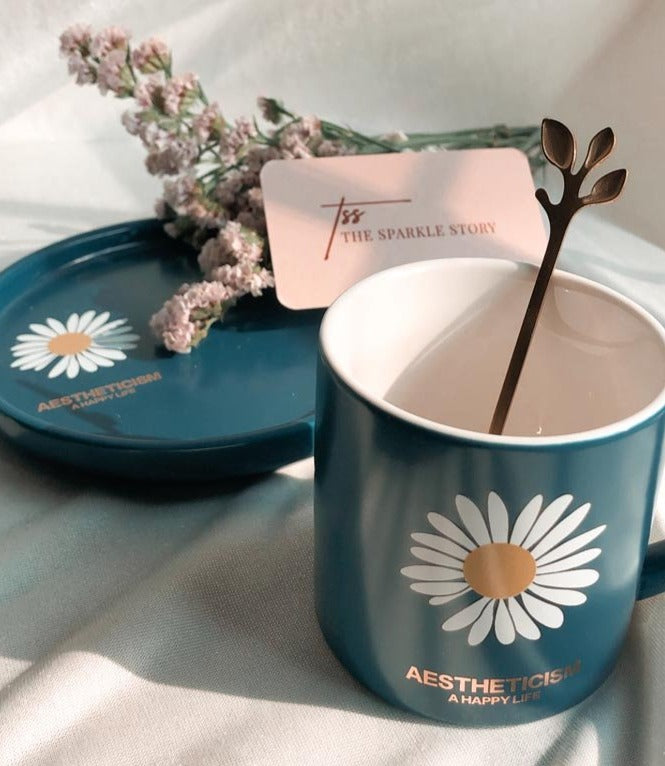 Daisy Mug & Saucer Set With Spoon