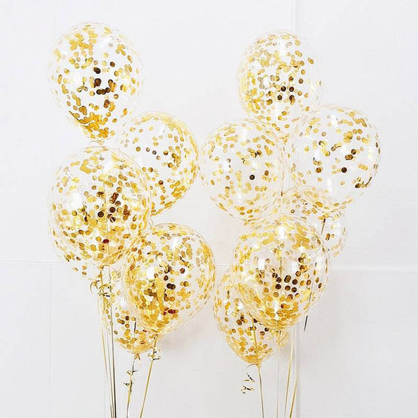 Gold Confetti Balloons - Set of 5