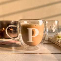 Personalized Double Wall Glass Mug - Initial - COD Not Applicable