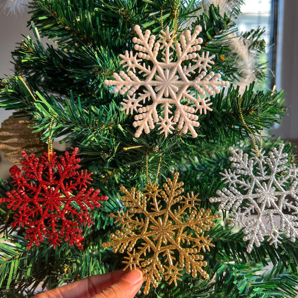 Christmas Ornament - Glitter Snowflake - Set of 5