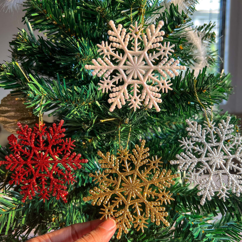 Christmas Ornament - Glitter Snowflake - Set of 5