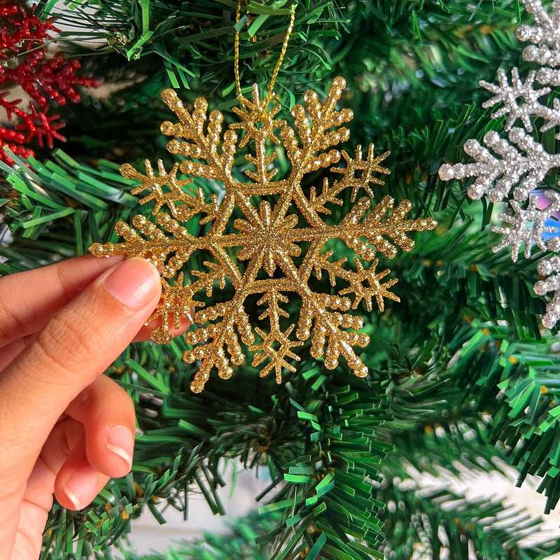 Christmas Ornament - Glitter Snowflake - Set of 5