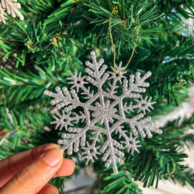 Christmas Ornament - Glitter Snowflake - Set of 5