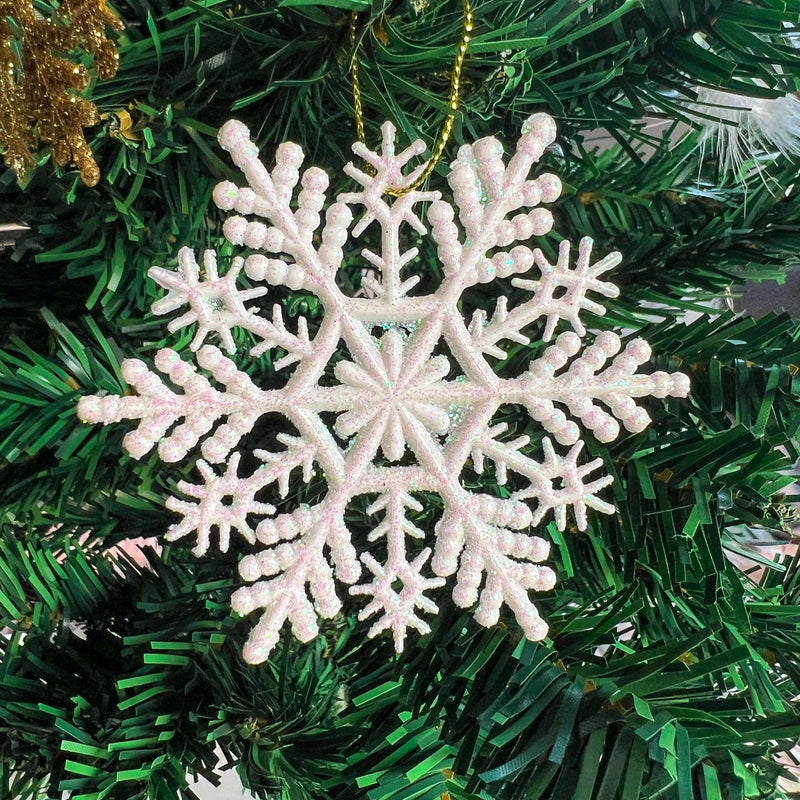 Christmas Ornament - Glitter Snowflake - Set of 5