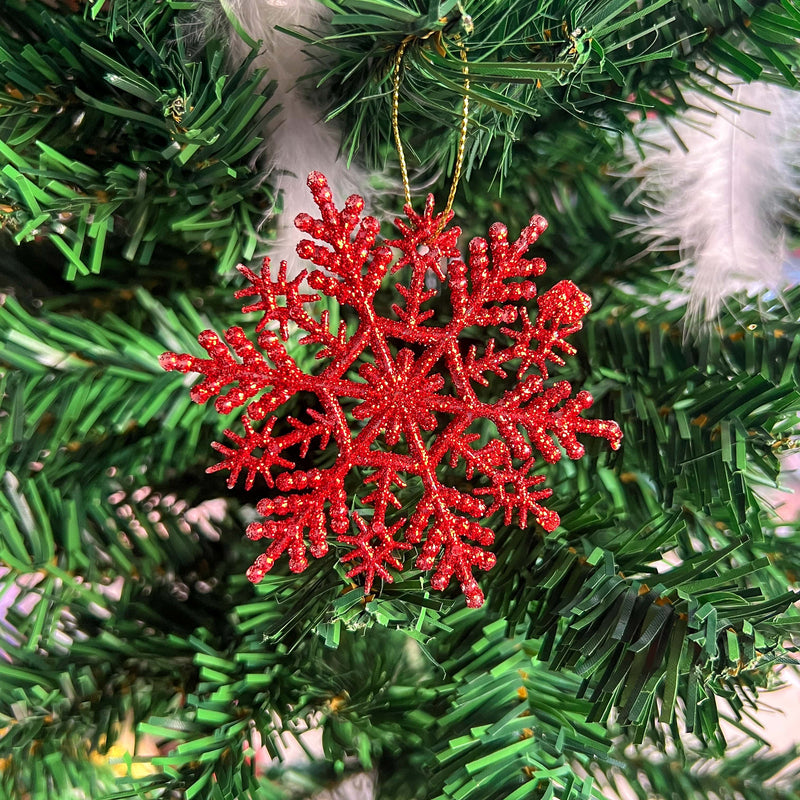 Christmas Ornament - Glitter Snowflake - Set of 5