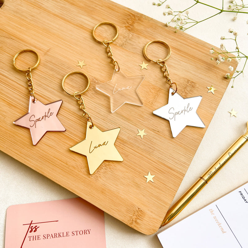 Personalized Gold Star Key Chain