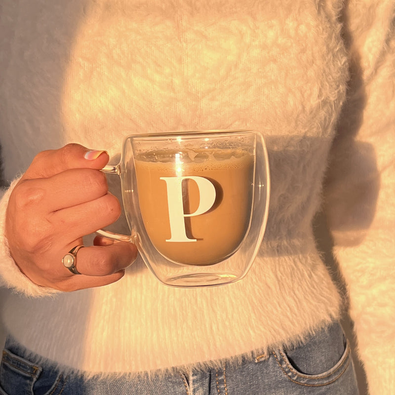 Personalized Double Wall Glass Mug - Initial - COD Not Applicable