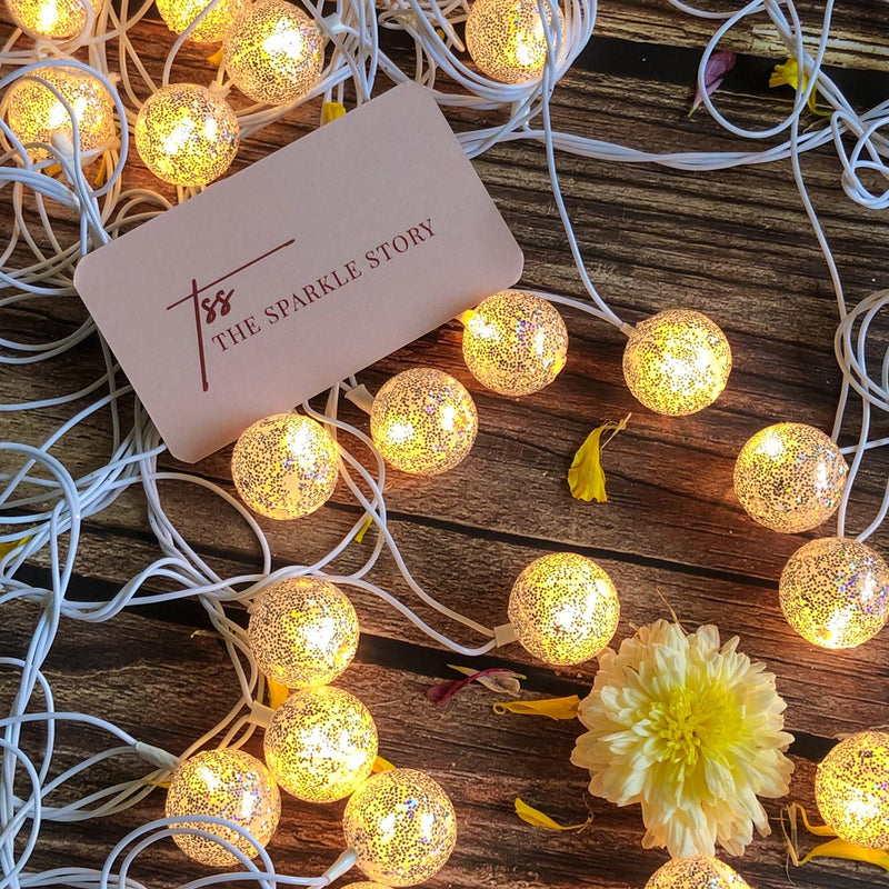 String Lights - Glitter Globe - Warm White - 10 metres