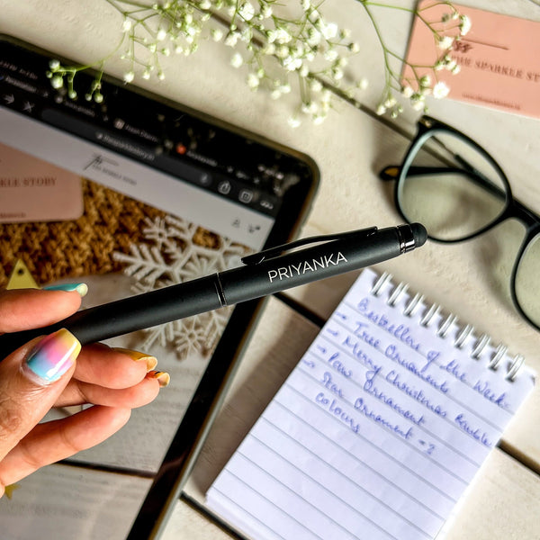 Personalized Black Pen With Stylus -  COD Not Applicable