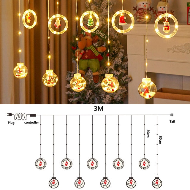 Wish Ball + Ring Christmas Curtain Lights