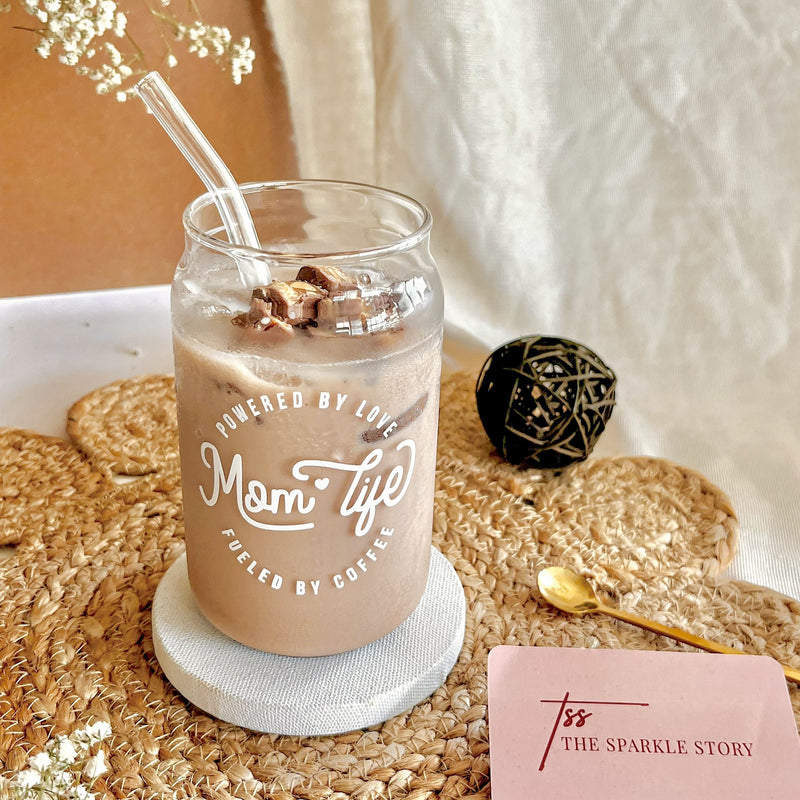 Can Glass Tumbler With Straw - Mom Life
