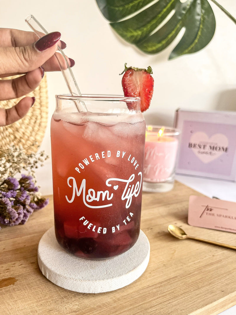 Can Glass Tumbler With Straw - Mom Life