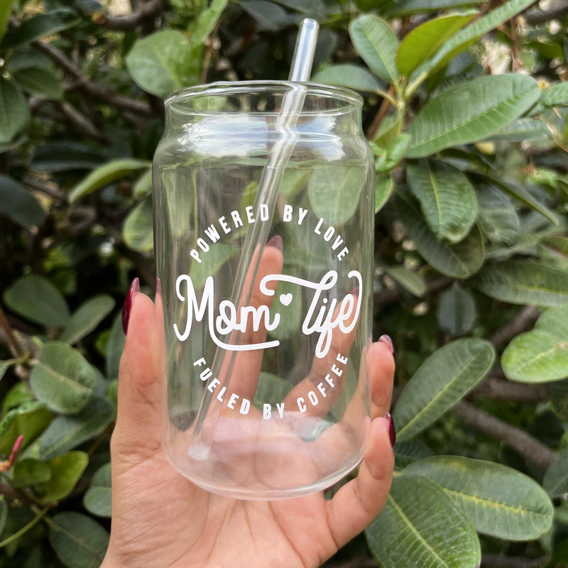 Can Glass Tumbler With Straw - Mom Life