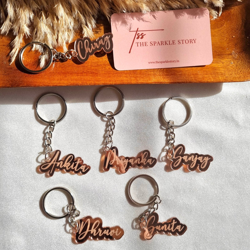 Rose gold personalised keyring sales