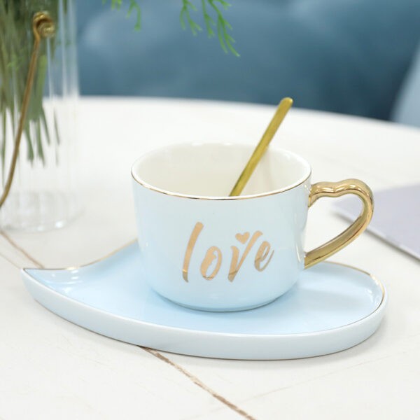 Heart Shaped Love Mug With Saucer And Spoon