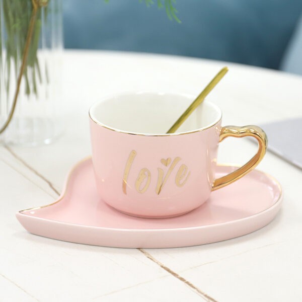 Heart Shaped Love Mug With Saucer And Spoon