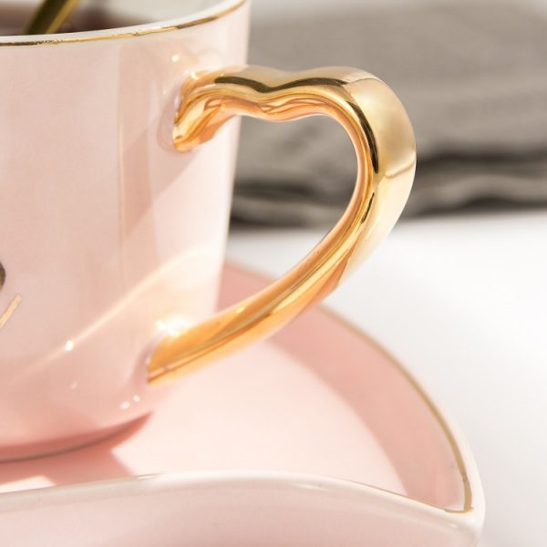 Heart Shaped Love Mug With Saucer And Spoon