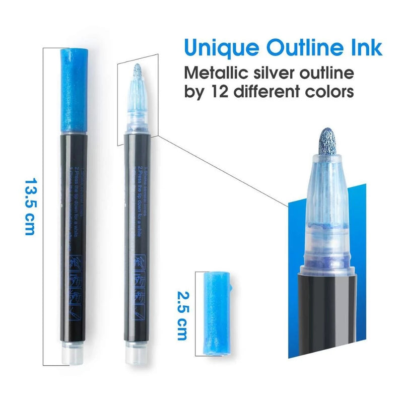 Metallic Outline Pen - Set of 12