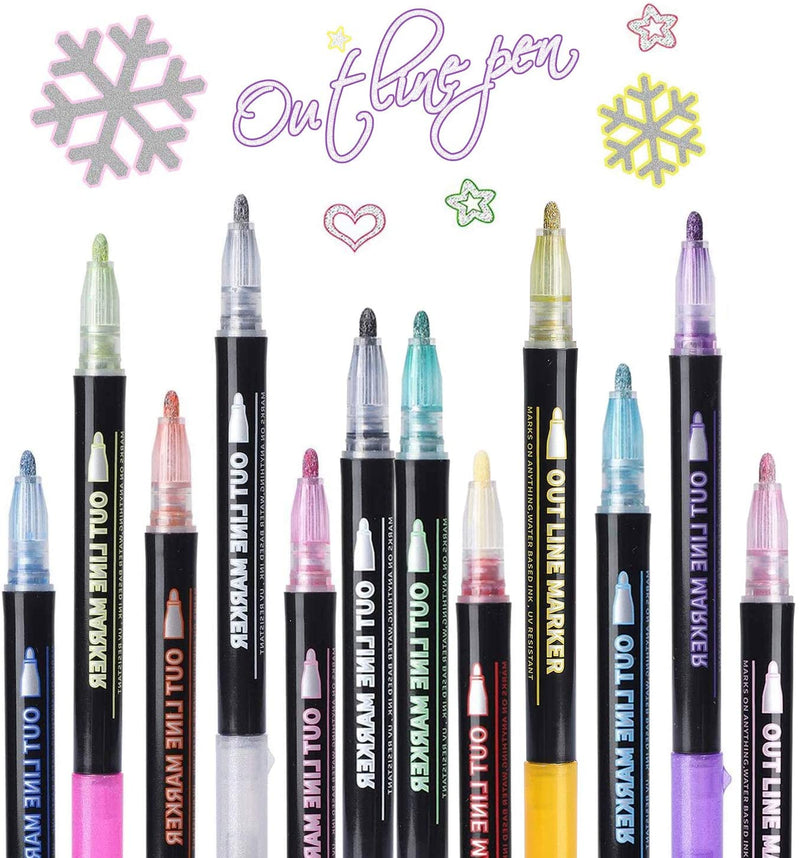 Metallic Outline Pen - Set of 12