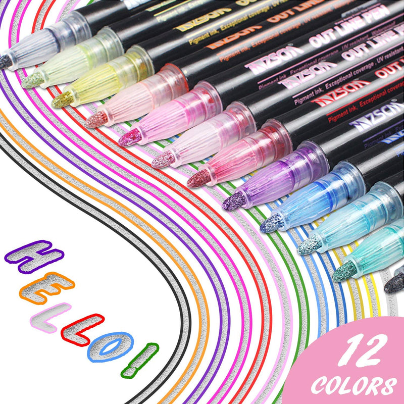 Metallic Outline Pen - Set of 12