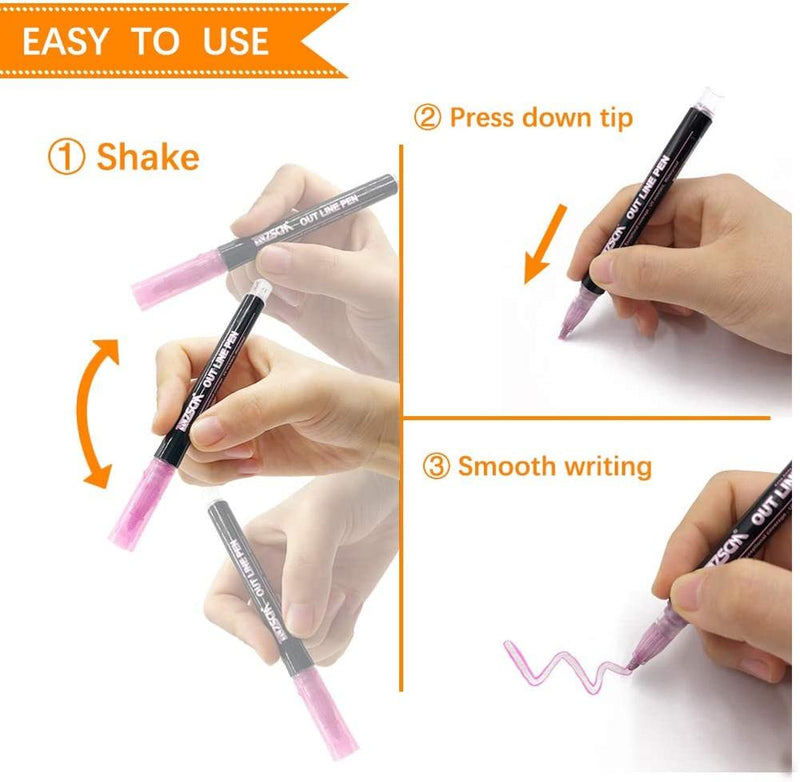 Metallic Outline Pen - Set of 12