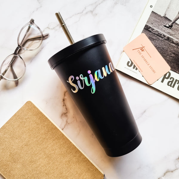 Personalized Matte Black Tumbler with Straw - COD Not Applicable