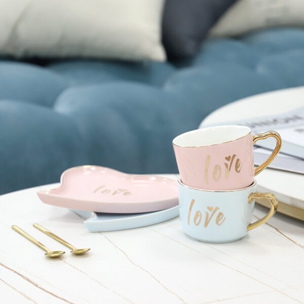 Heart Shaped Love Mug With Saucer And Spoon